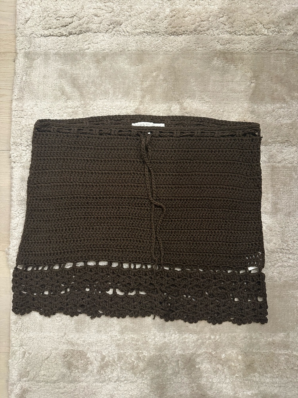 Women’s Crochet Swim Coverup Skirt in Dark Brown